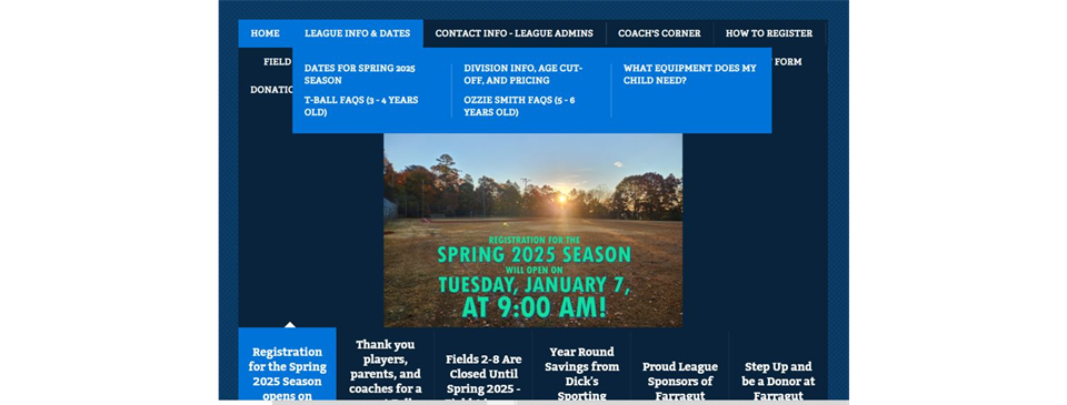 LEAGUE INFO & DATES - check our website for Spring 2025 info!